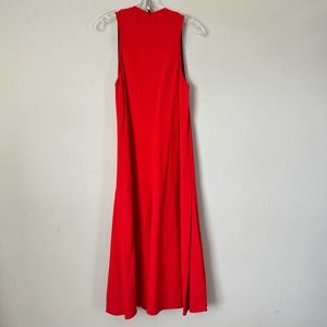 Zara Woman Red Modest Midi Side Split Tank Dress Sz S